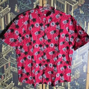 VATPAVE Button up shirt Mens Palm Tree Hawaiian Cotton size XL